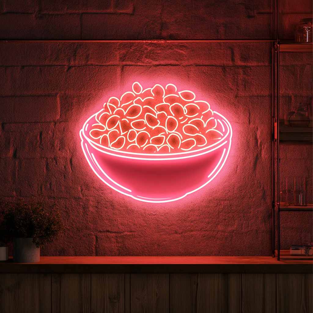 Bowl of Mixed Nuts - Pink Neon Sign, 18 Inches