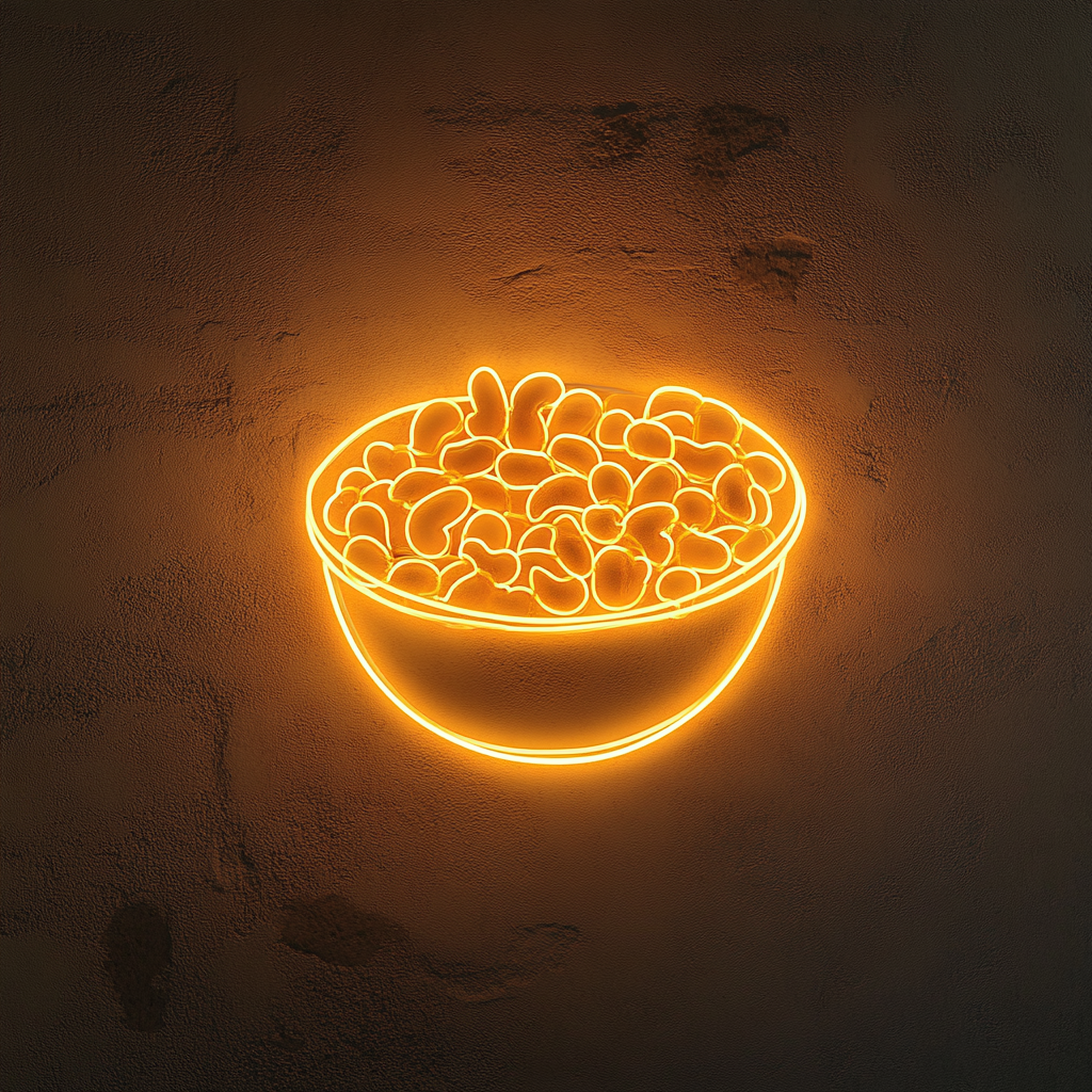 Bowl of Mixed Nuts - Yellow Neon Sign, 18 Inches