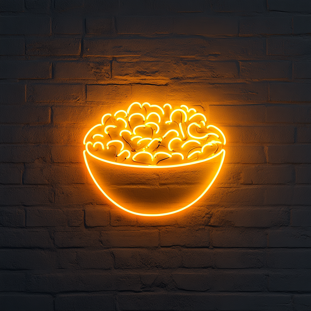 Bowl of Mixed Nuts - Yellow Neon Sign, 24 Inches