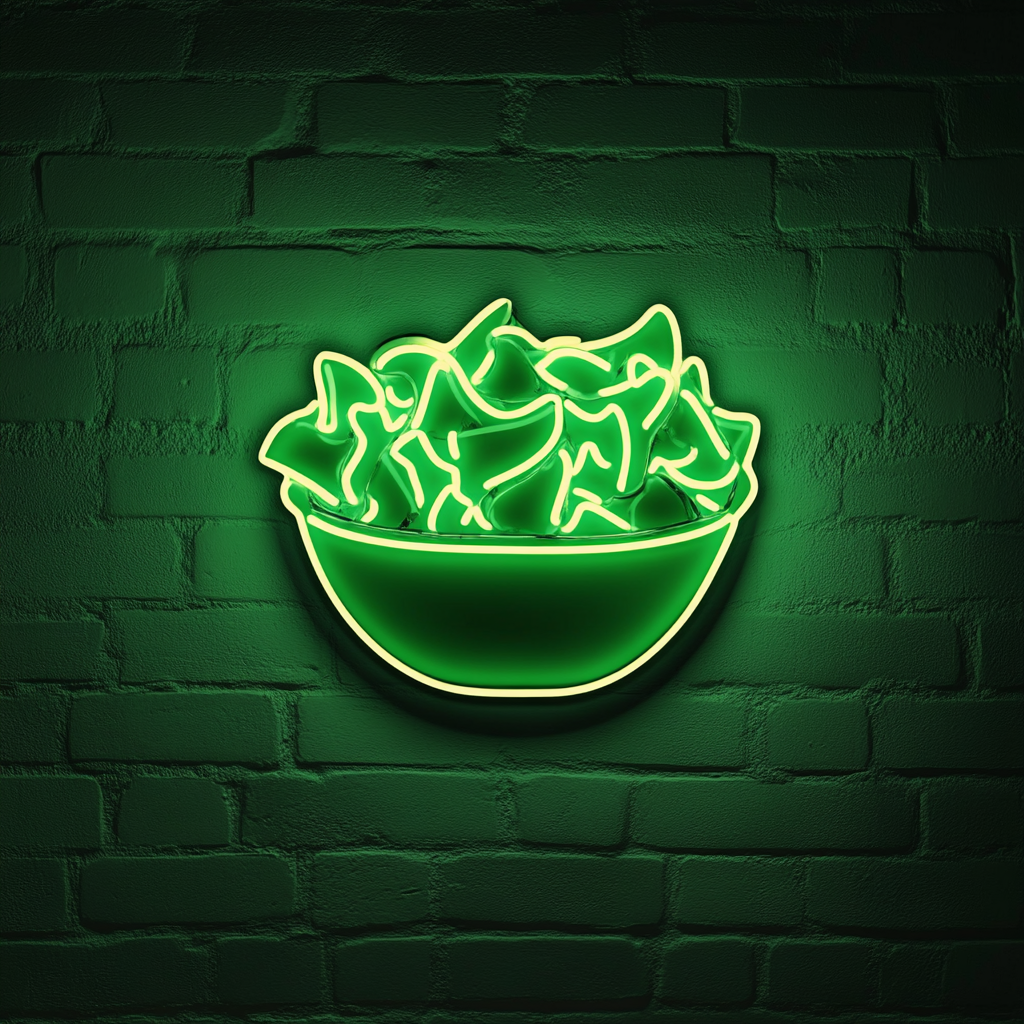 Bowl of Nachos with Cheese - Green Neon Sign, 18 Inches