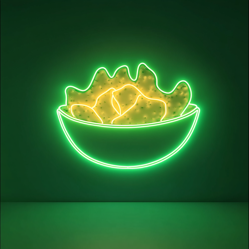Bowl of Nachos with Cheese - Green Neon Sign, 18 Inches