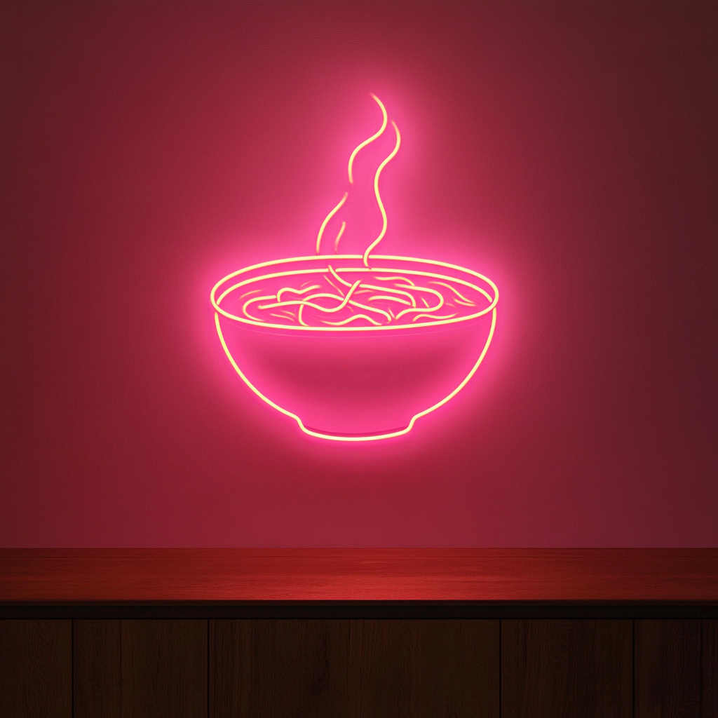 Bowl of Pho - Pink Neon Sign, 24 Inches