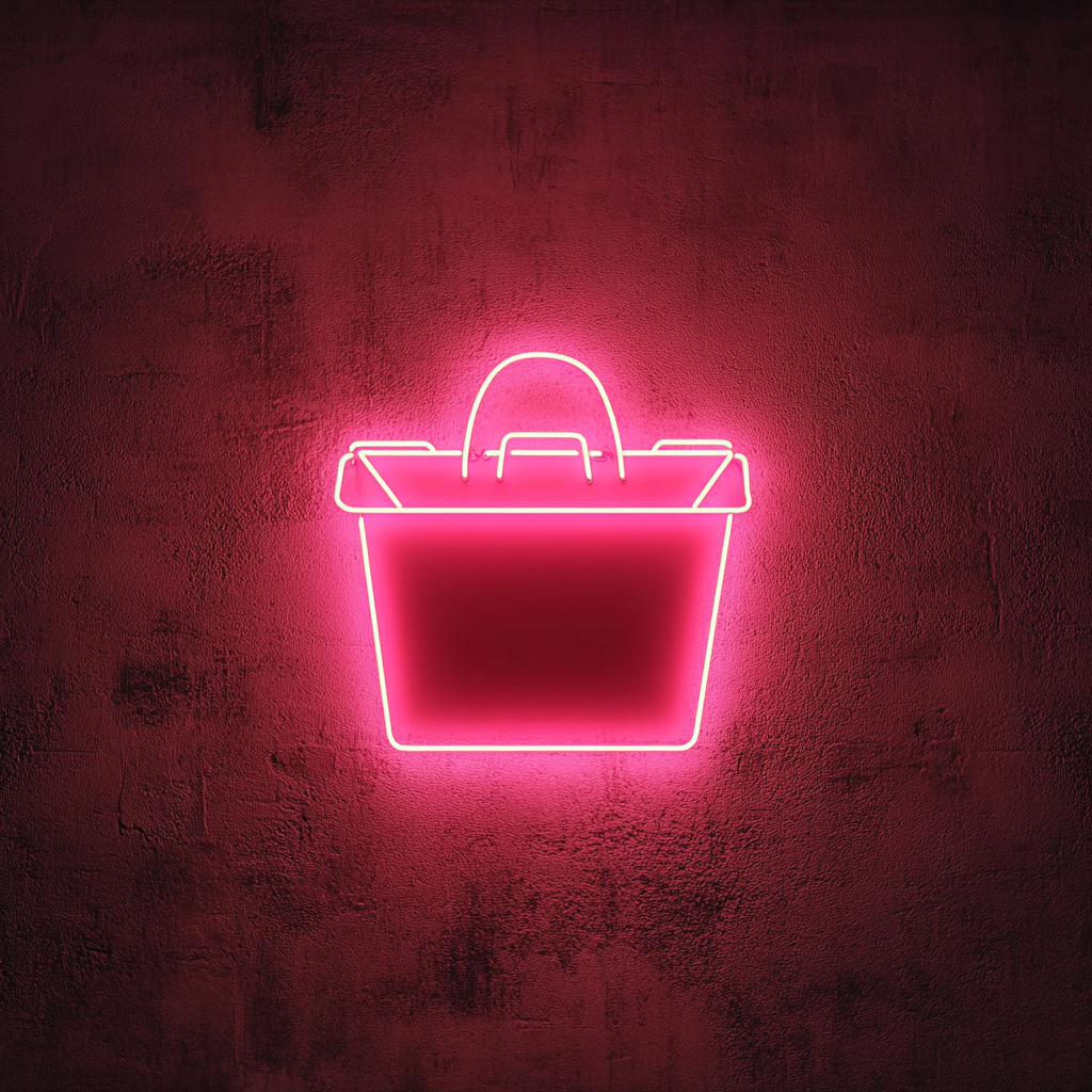 Box of Takeout Noodles - Pink Neon Sign, 18 Inches