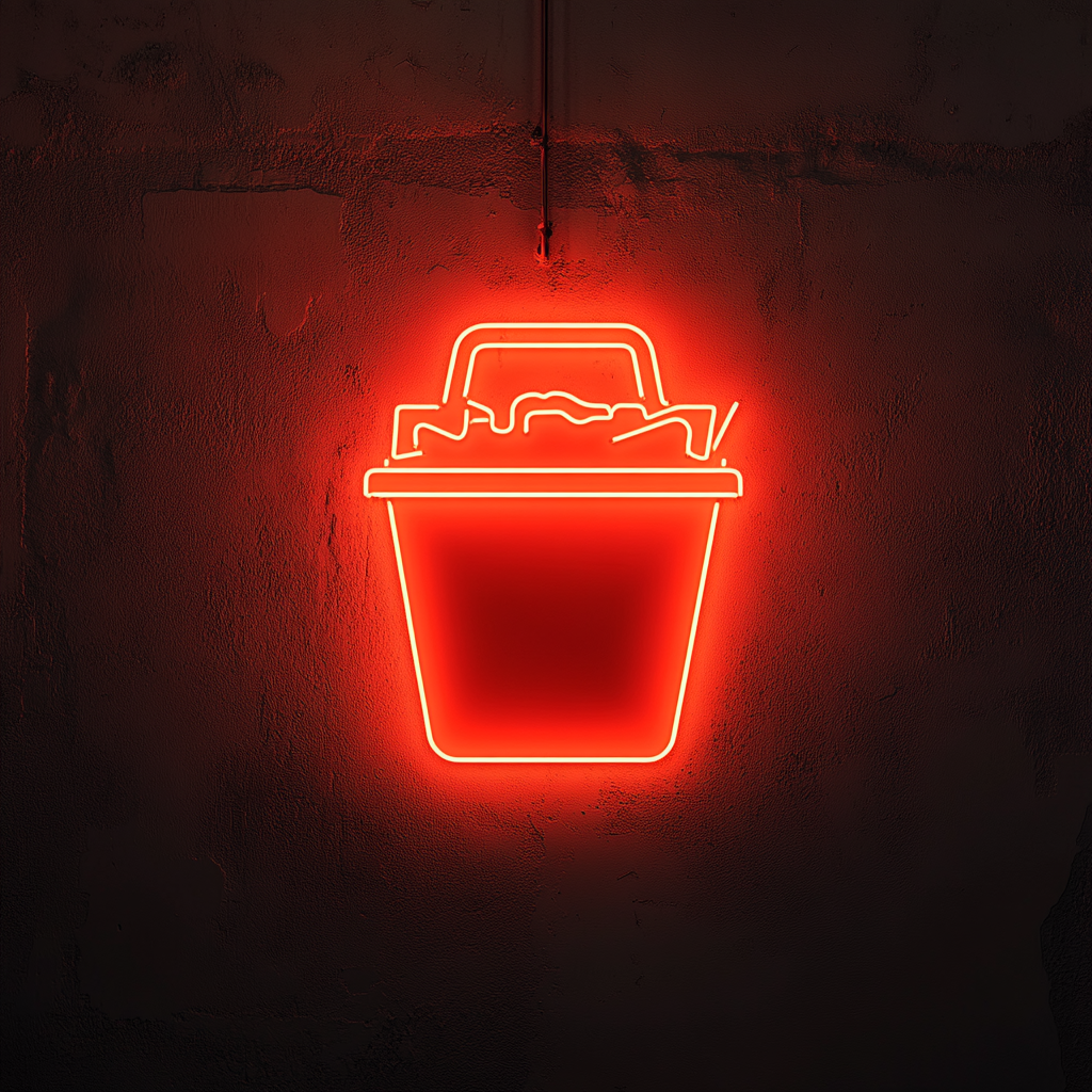 Box of Takeout Noodles - Red Neon Sign, 24 Inches