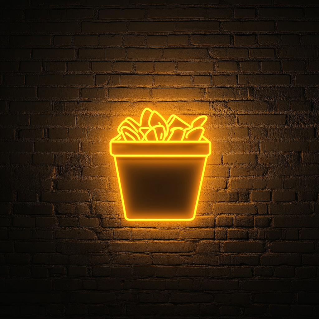 Box of Takeout Noodles - Yellow Neon Sign, 24 Inches