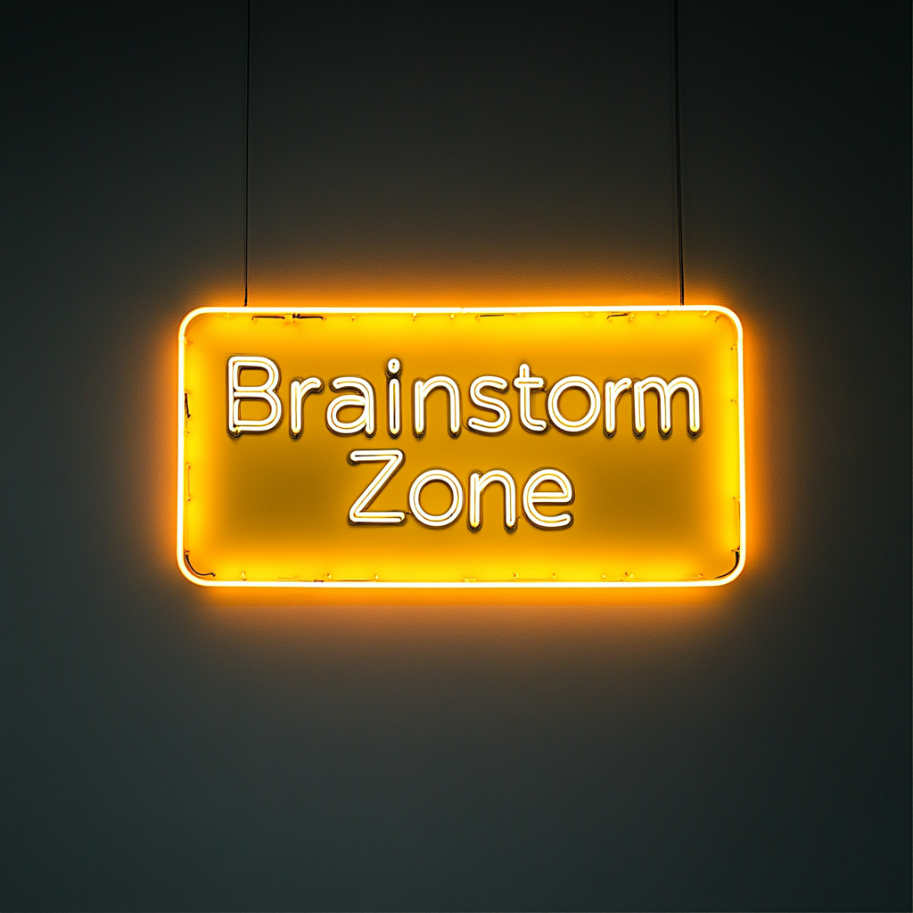 "Brainstorm Zone" - Yellow Neon Sign, 24 Inches