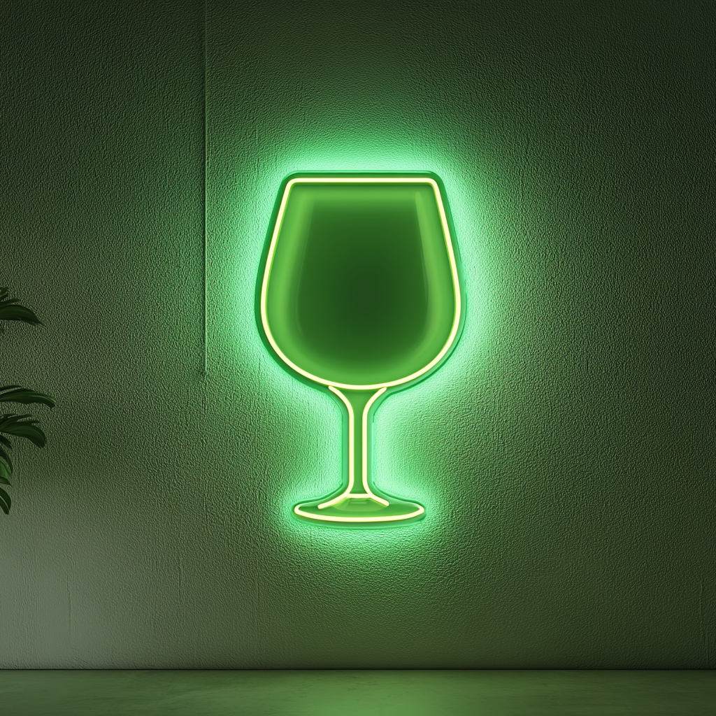 Brandy Glass - Green Neon Sign, 18 Inches