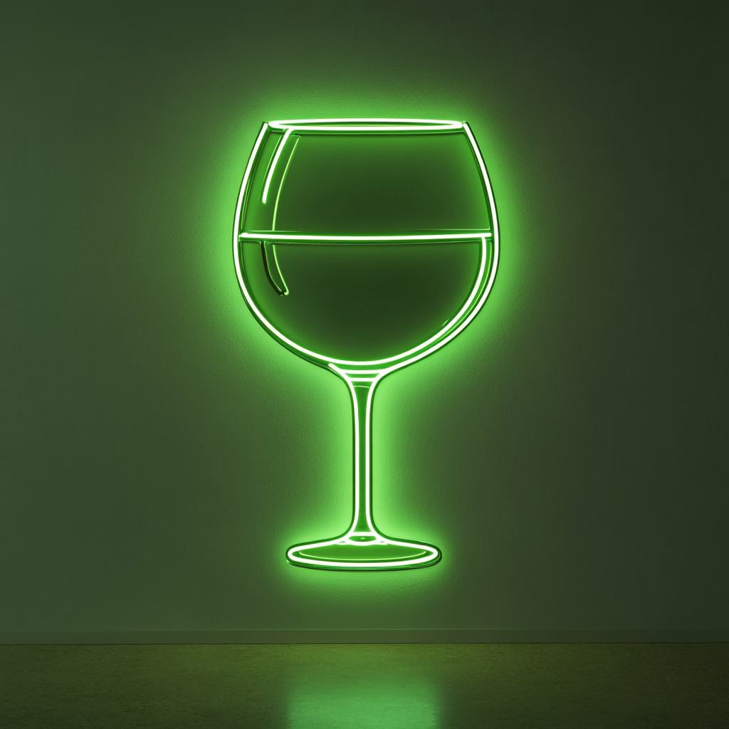 Brandy Glass - Green Neon Sign, 18 Inches