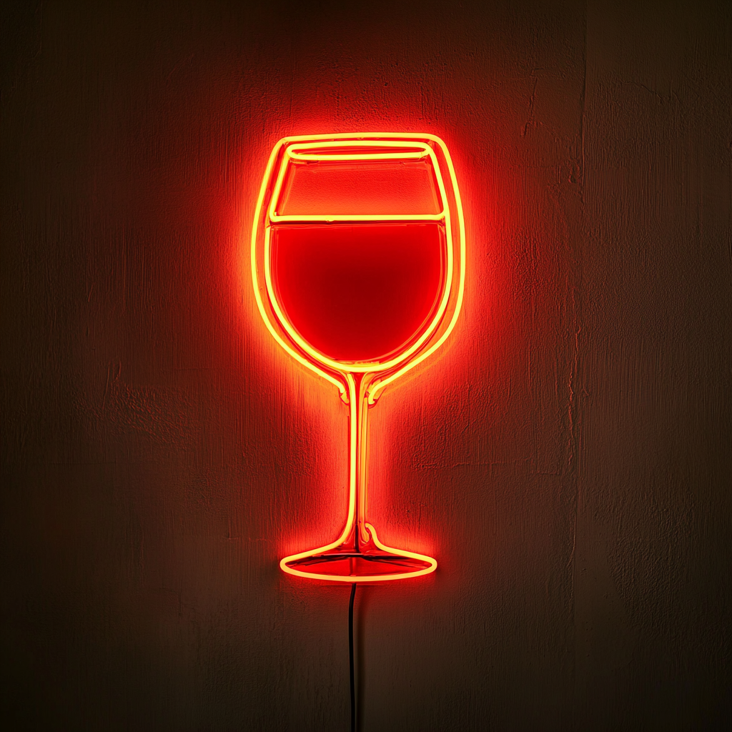 Brandy Glass - Red Neon Sign, 18 Inches