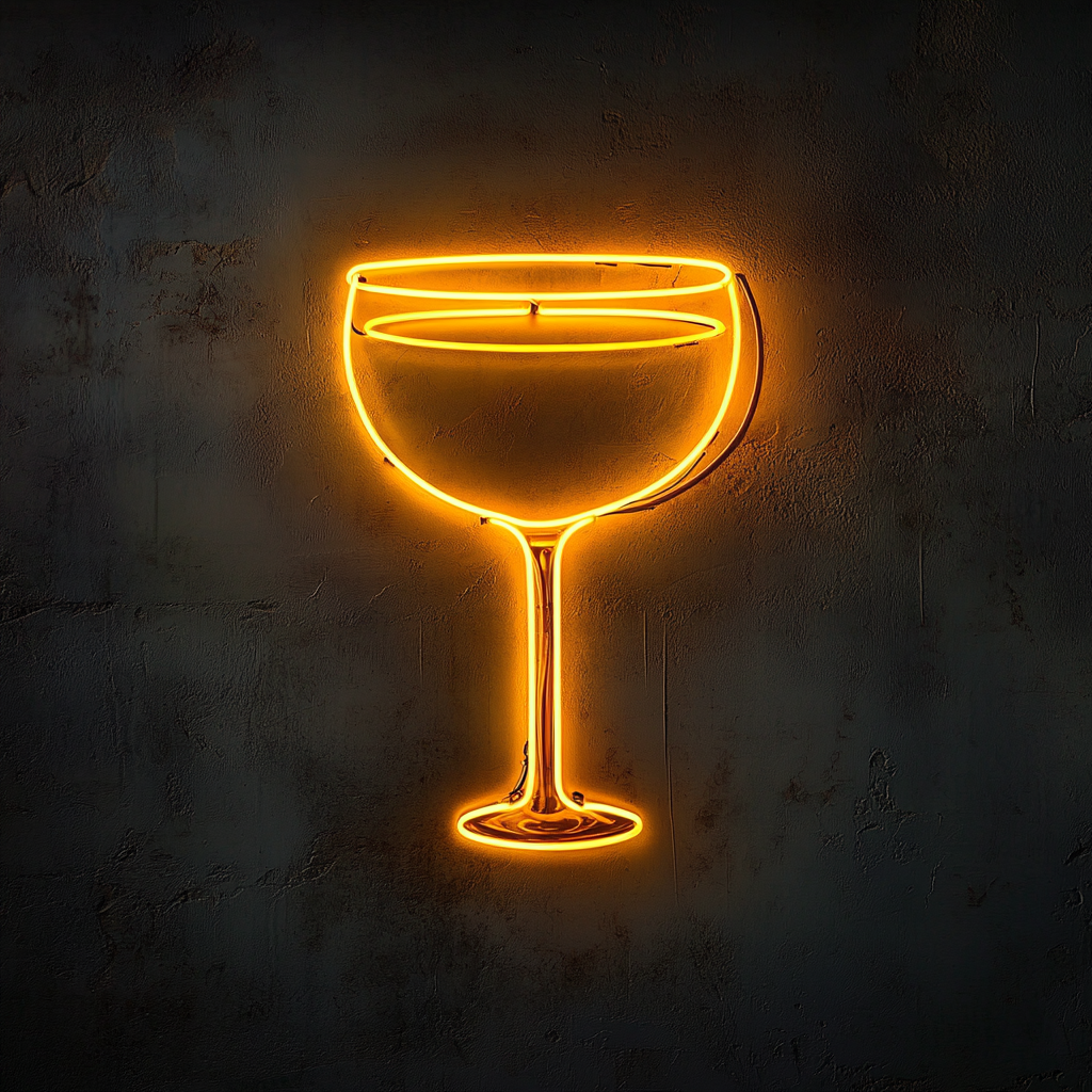 Brandy Glass - Yellow Neon Sign, 18 Inches