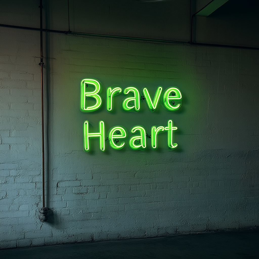 Brave Heart - Green Neon Sign, 18 Inches