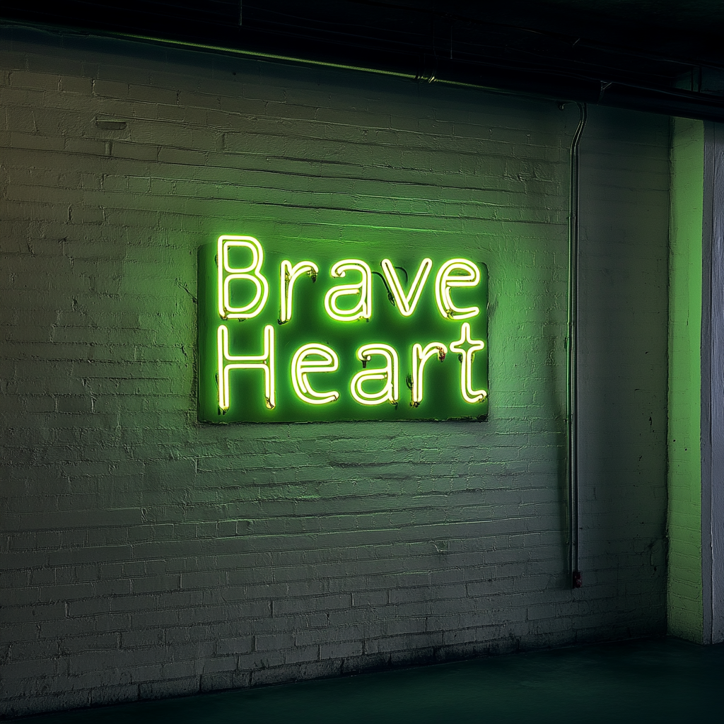 Brave Heart - Green Neon Sign, 18 Inches
