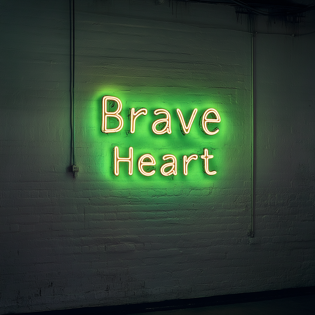 Brave Heart - Green Neon Sign, 18 Inches