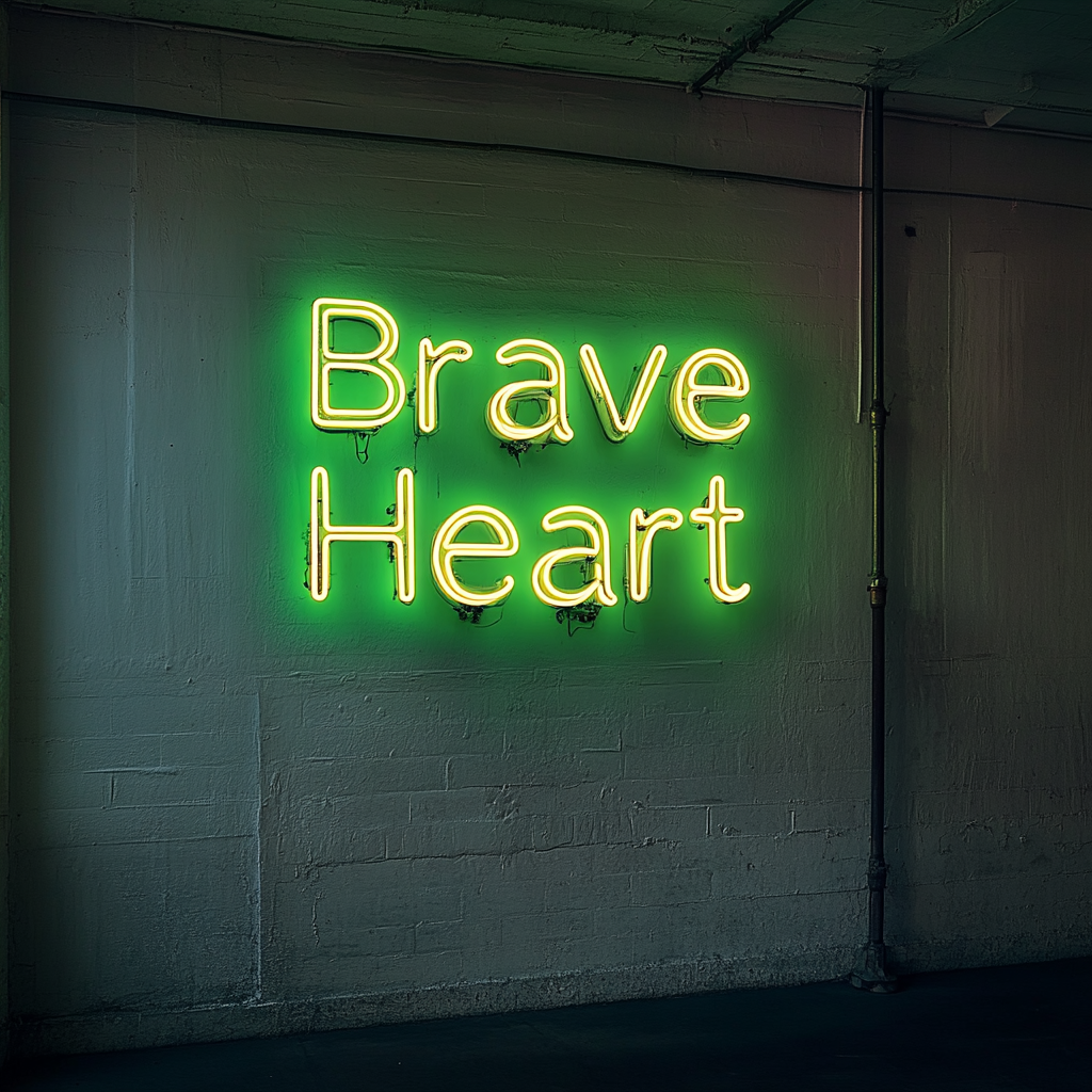 Brave Heart - Green Neon Sign, 18 Inches