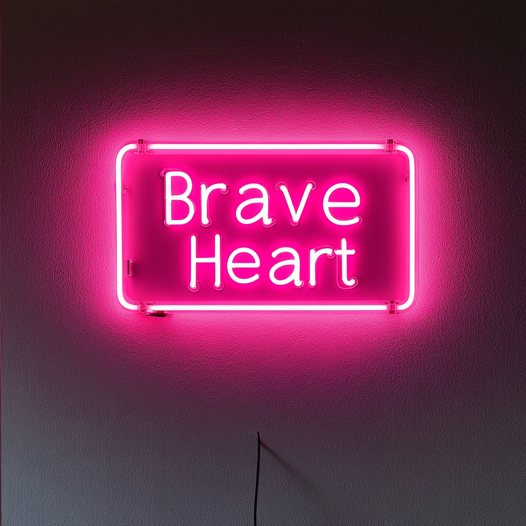 Brave Heart - Pink Neon Sign, 18 Inches