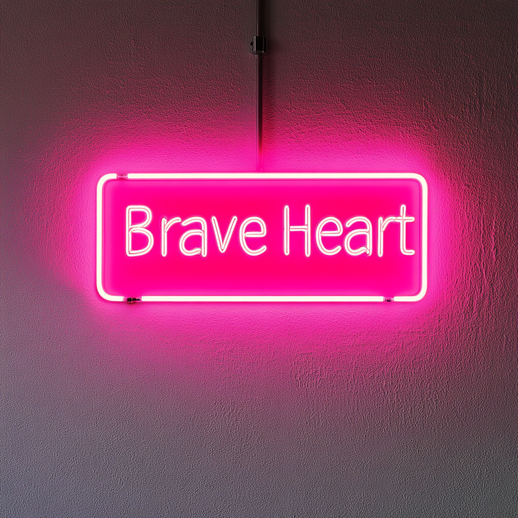 Brave Heart - Pink Neon Sign, 18 Inches