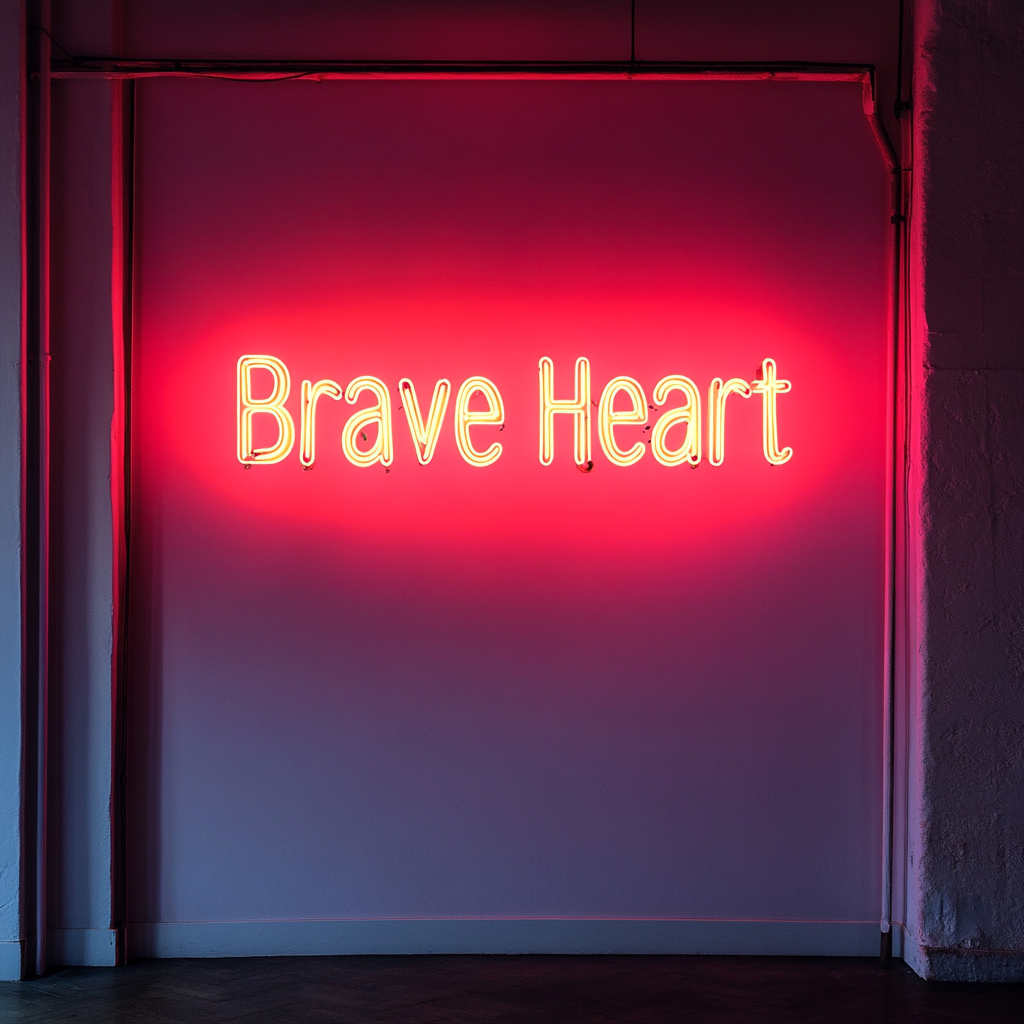 Brave Heart - Red Neon Sign, 18 Inches