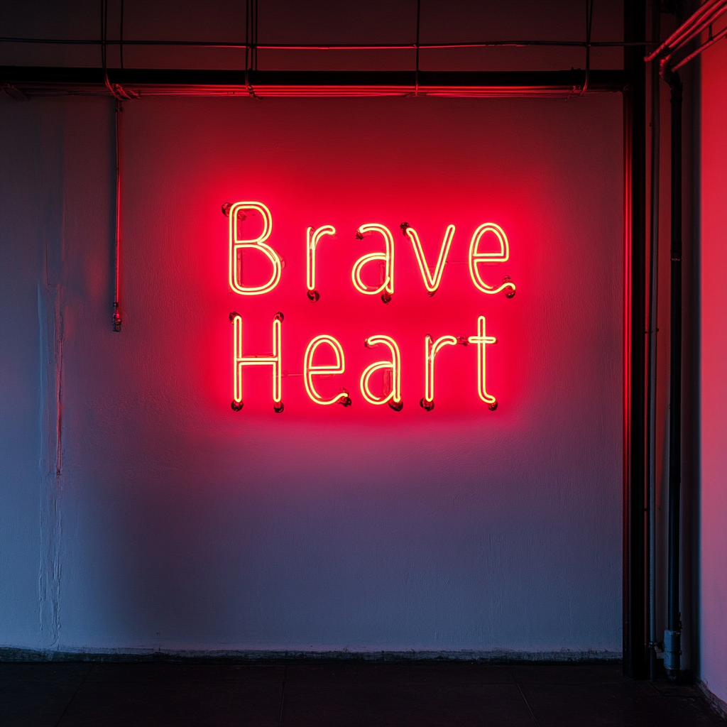 Brave Heart - Red Neon Sign, 18 Inches