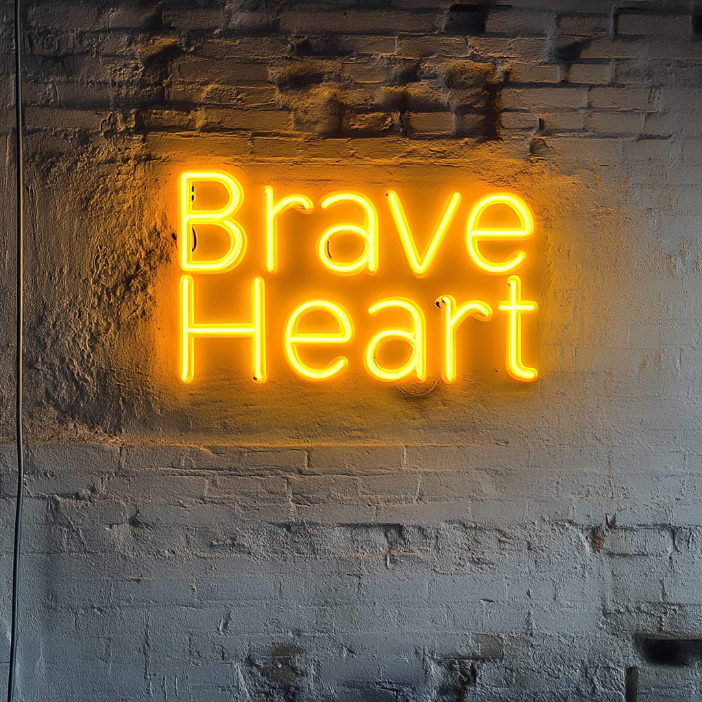 Brave Heart - Yellow Neon Sign, 18 Inches