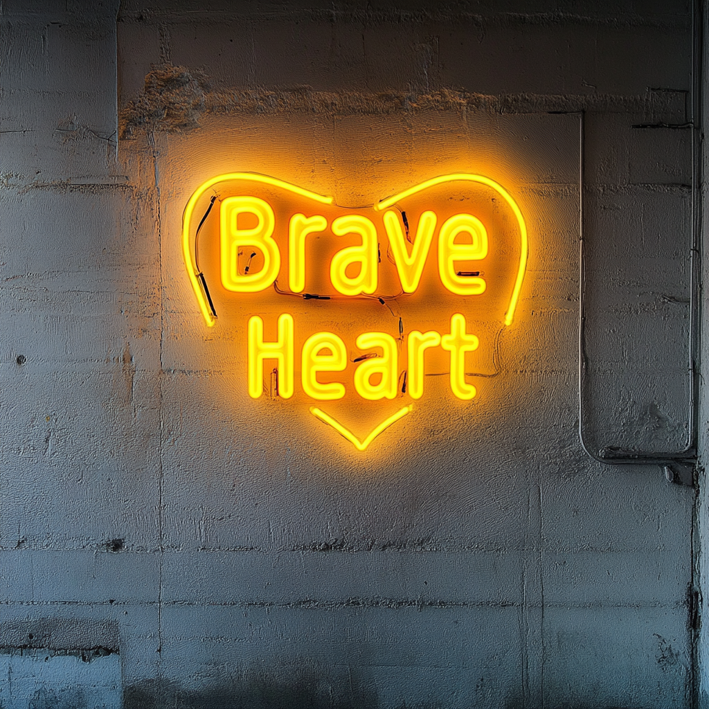 Brave Heart - Yellow Neon Sign, 24 Inches
