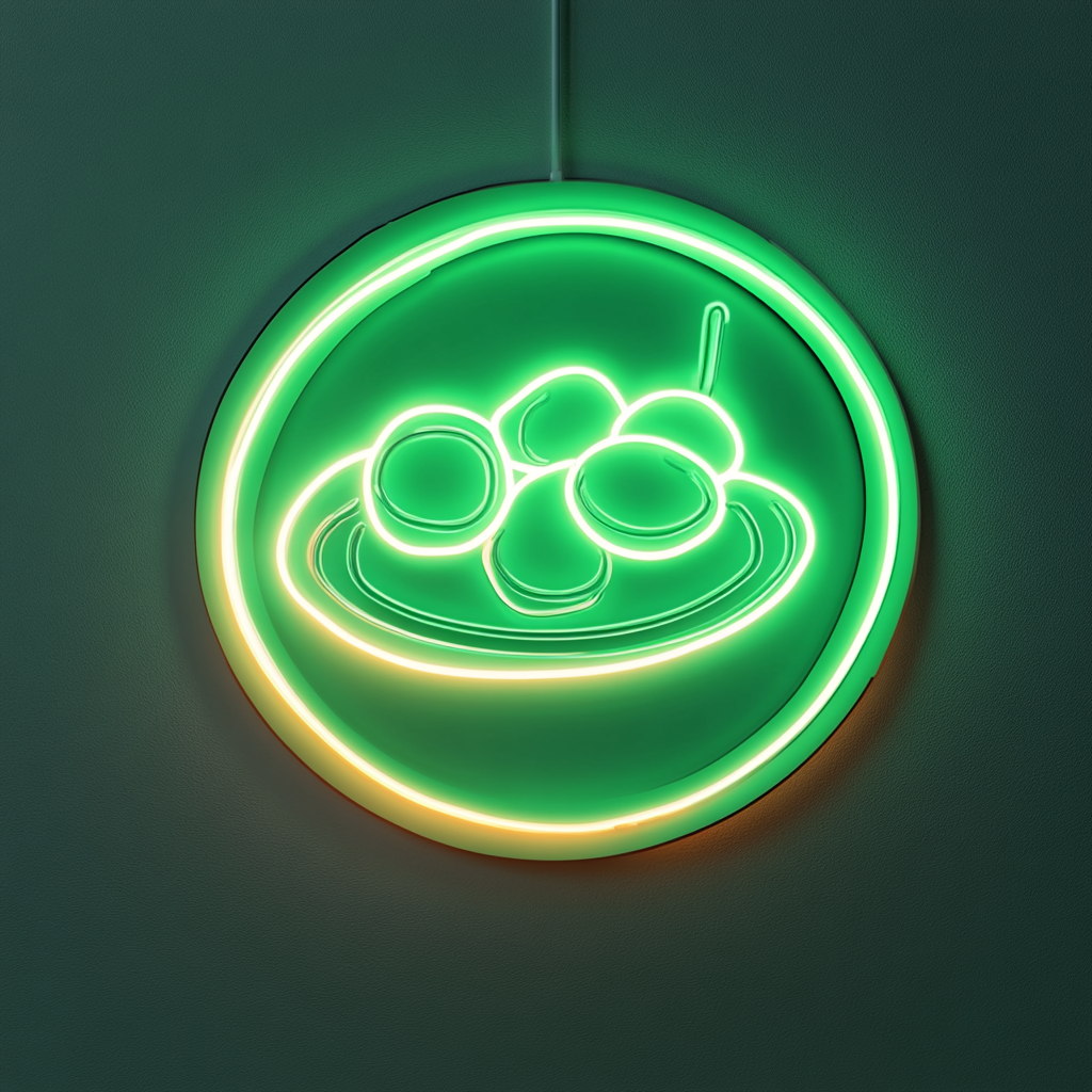 Breakfast Platter with Eggs - Green Neon Sign, 18 Inches