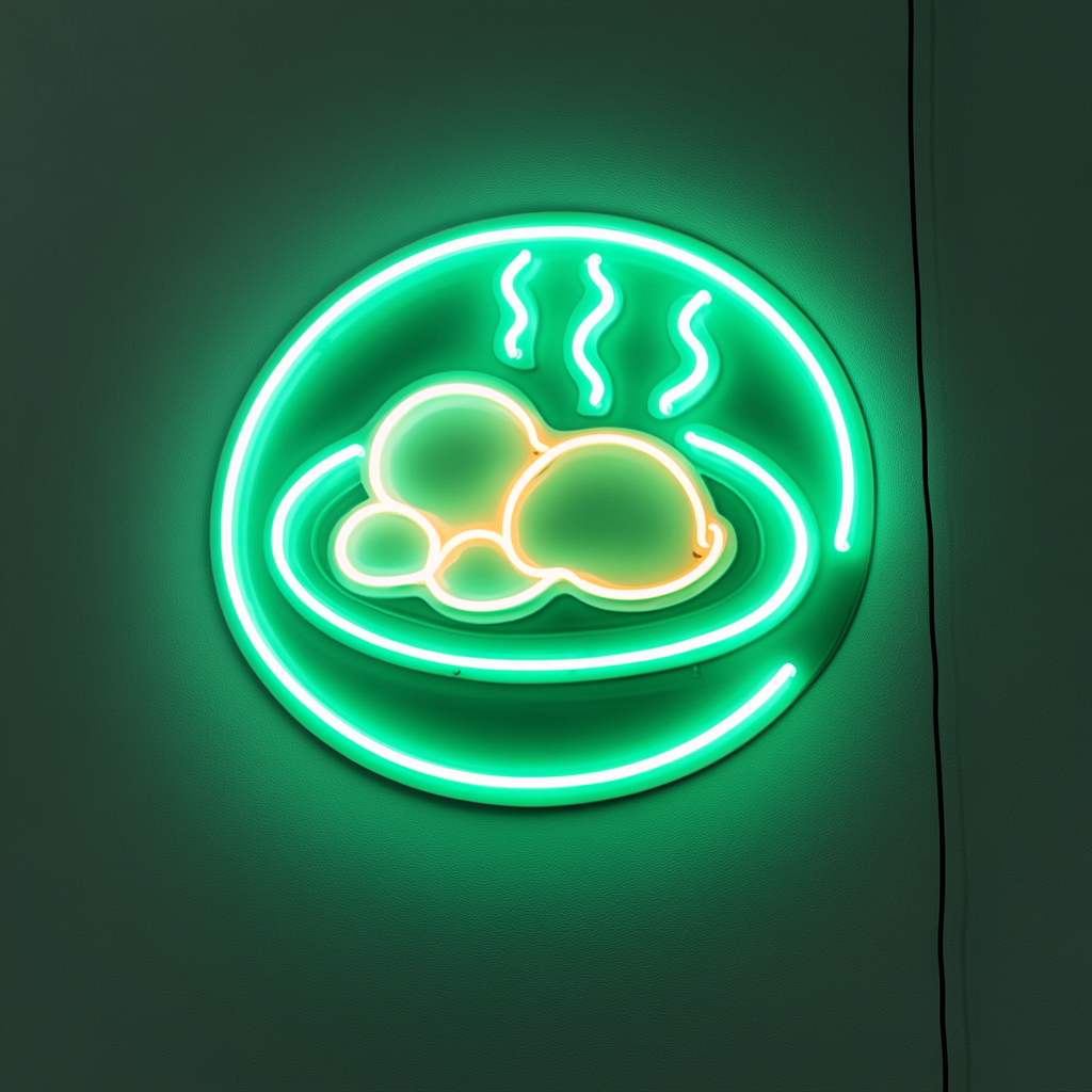 Breakfast Platter with Eggs - Green Neon Sign, 18 Inches