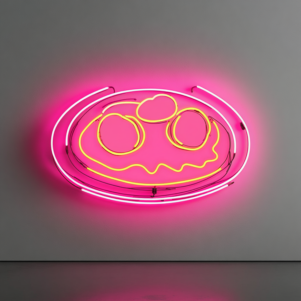 Breakfast Platter with Eggs - Pink Neon Sign, 18 Inches