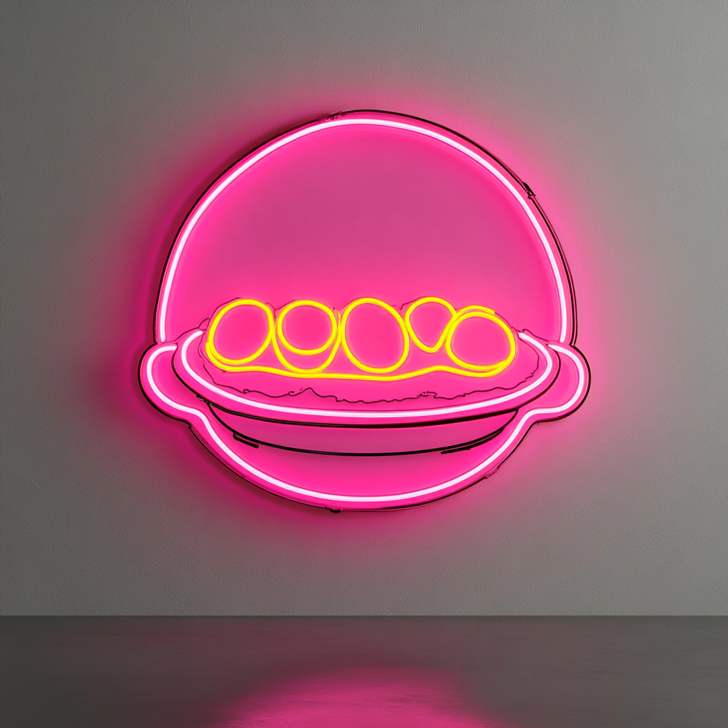Breakfast Platter with Eggs - Pink Neon Sign, 18 Inches