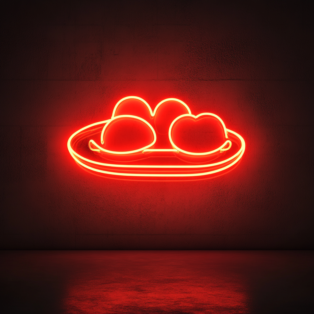 Breakfast Platter with Eggs - Red Neon Sign, 24 Inches