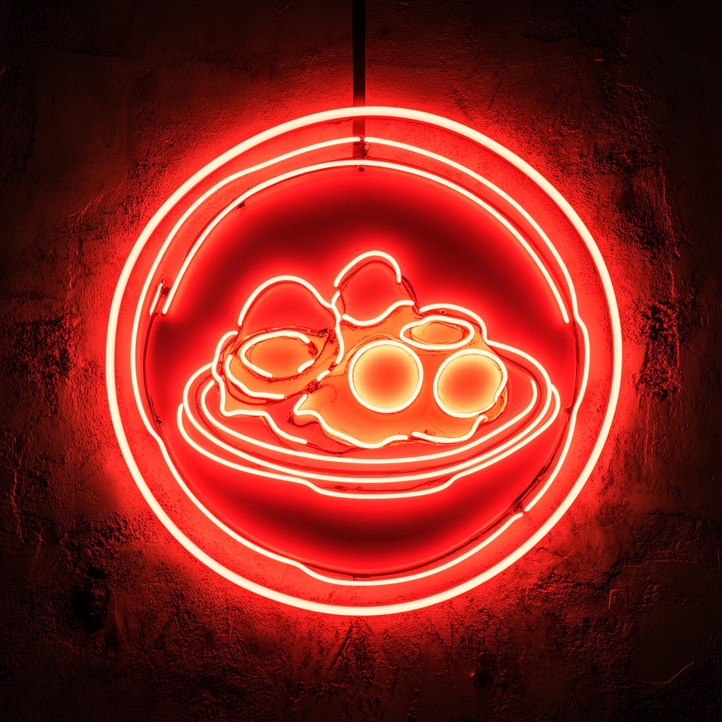Breakfast Platter with Eggs - Red Neon Sign, 18 Inches