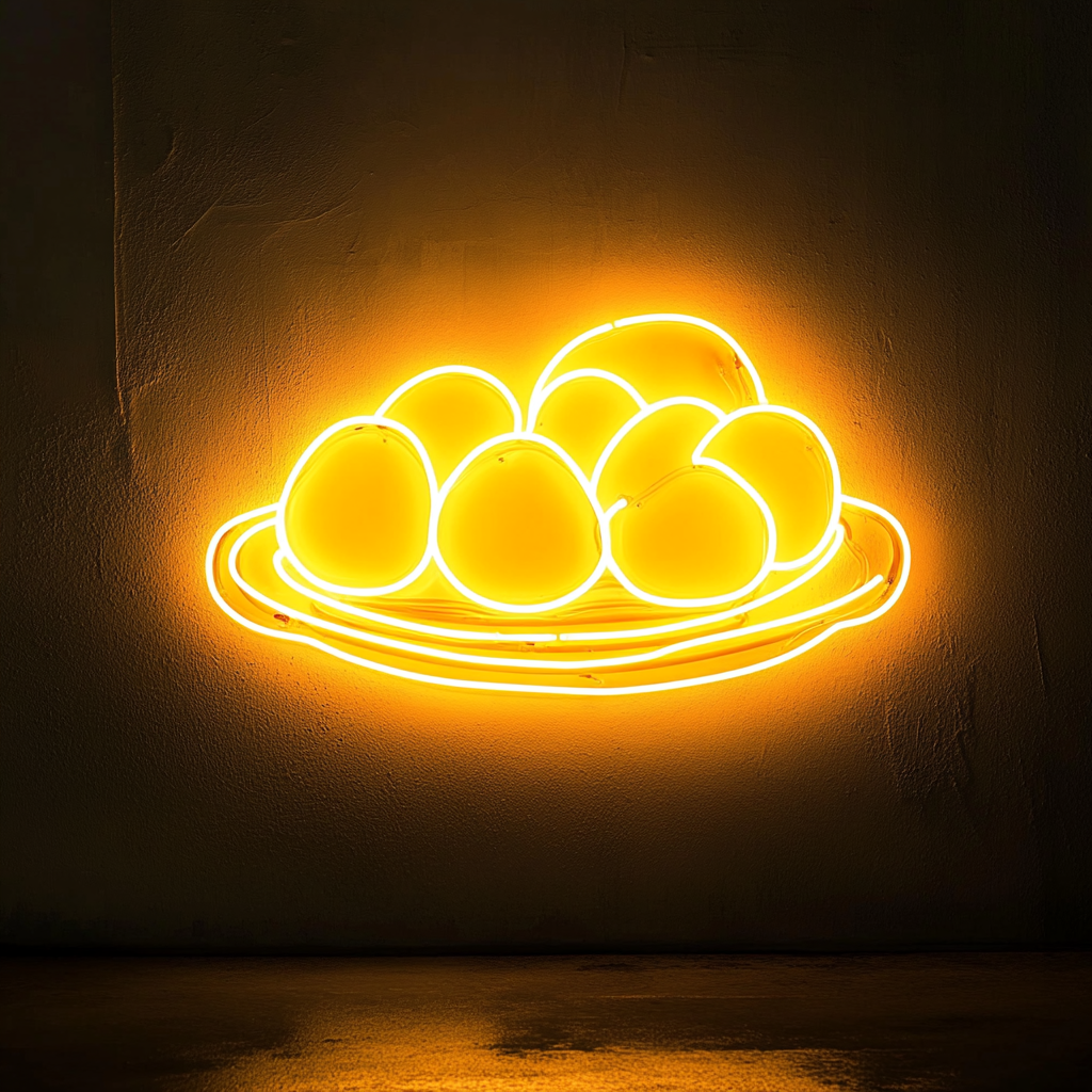 Breakfast Platter with Eggs - Yellow Neon Sign, 18 Inches