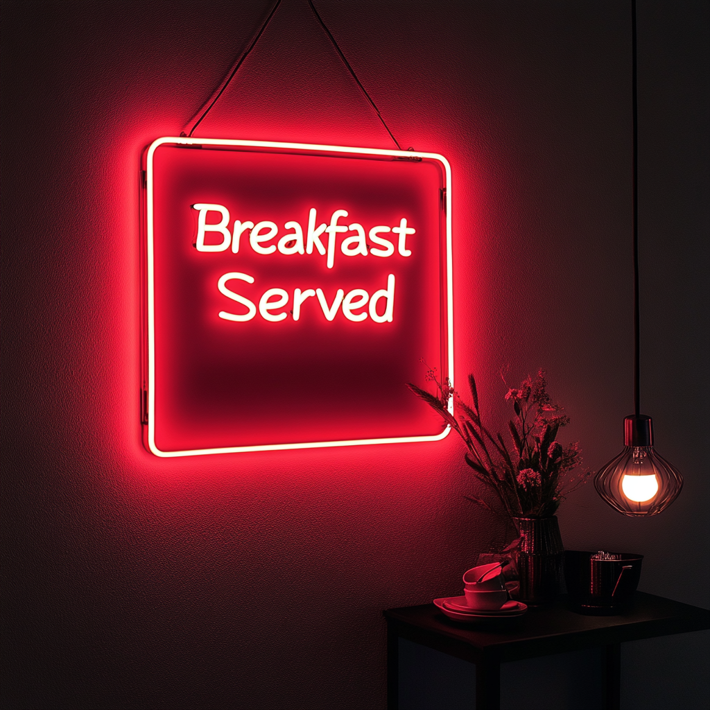 "Breakfast Served" - Red Neon Sign, 24 Inches