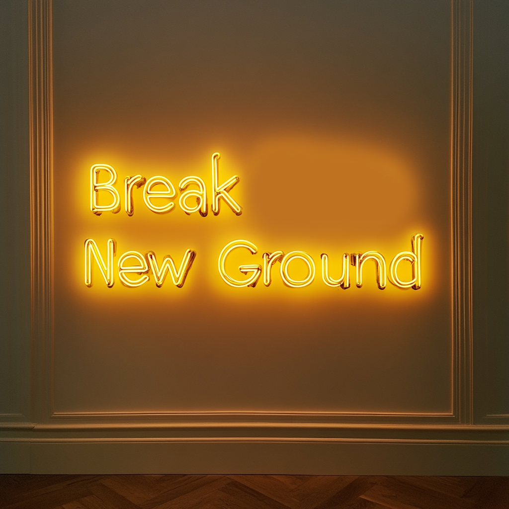 "Break New Ground" - Yellow Neon Sign, 24 Inches