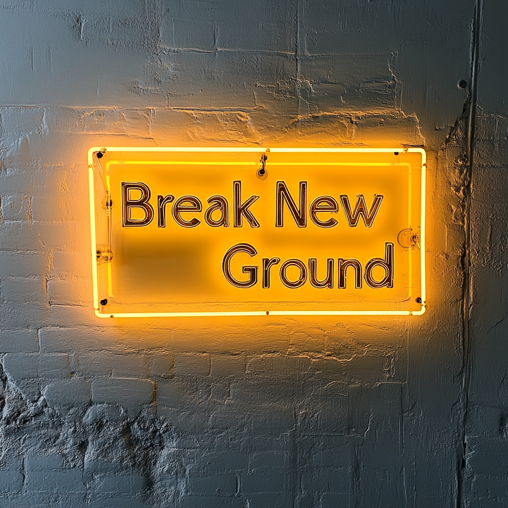 "Break New Ground" - Yellow Neon Sign, 24 Inches
