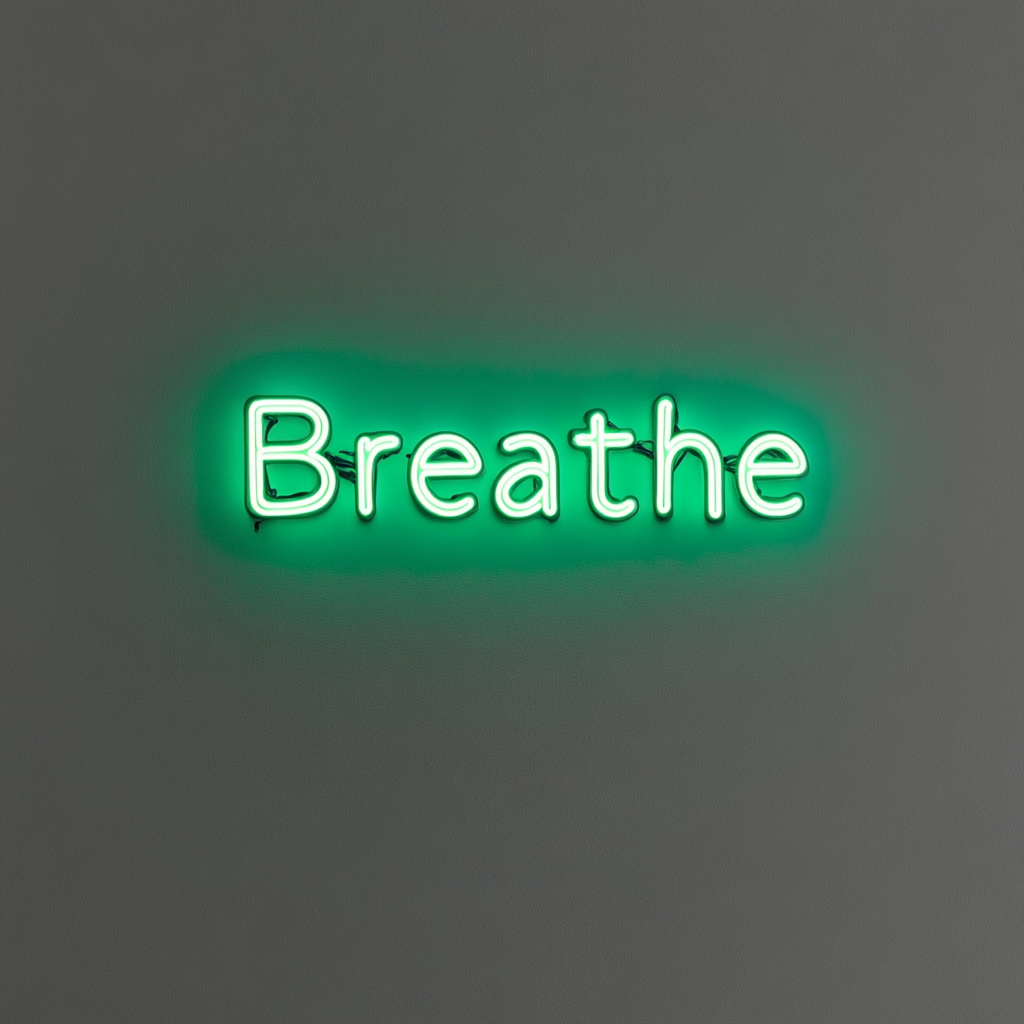 Breathe - Green Neon Sign, 18 Inches