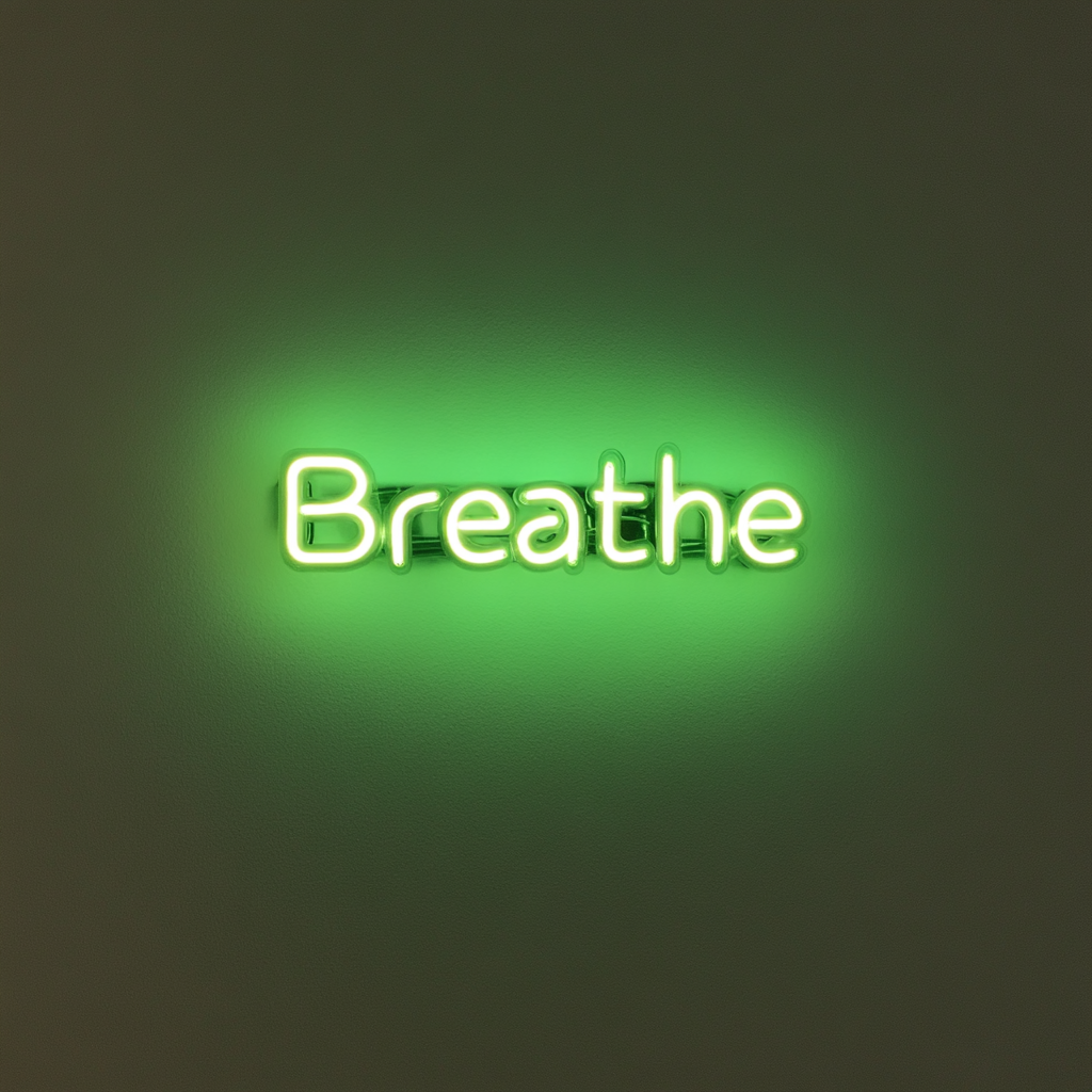 Breathe - Green Neon Sign, 18 Inches