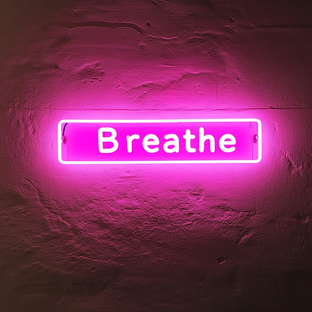 Breathe - Pink Neon Sign, 18 Inches