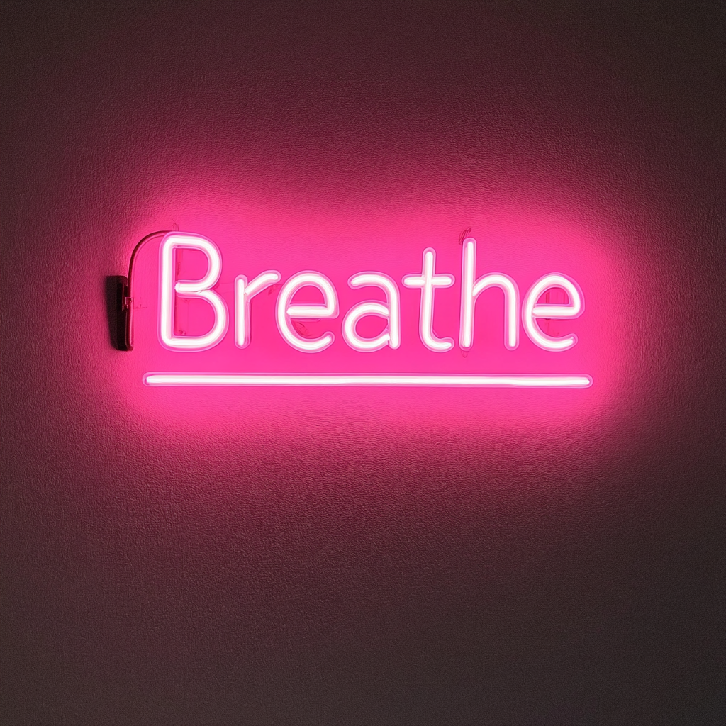 Breathe - Pink Neon Sign, 18 Inches