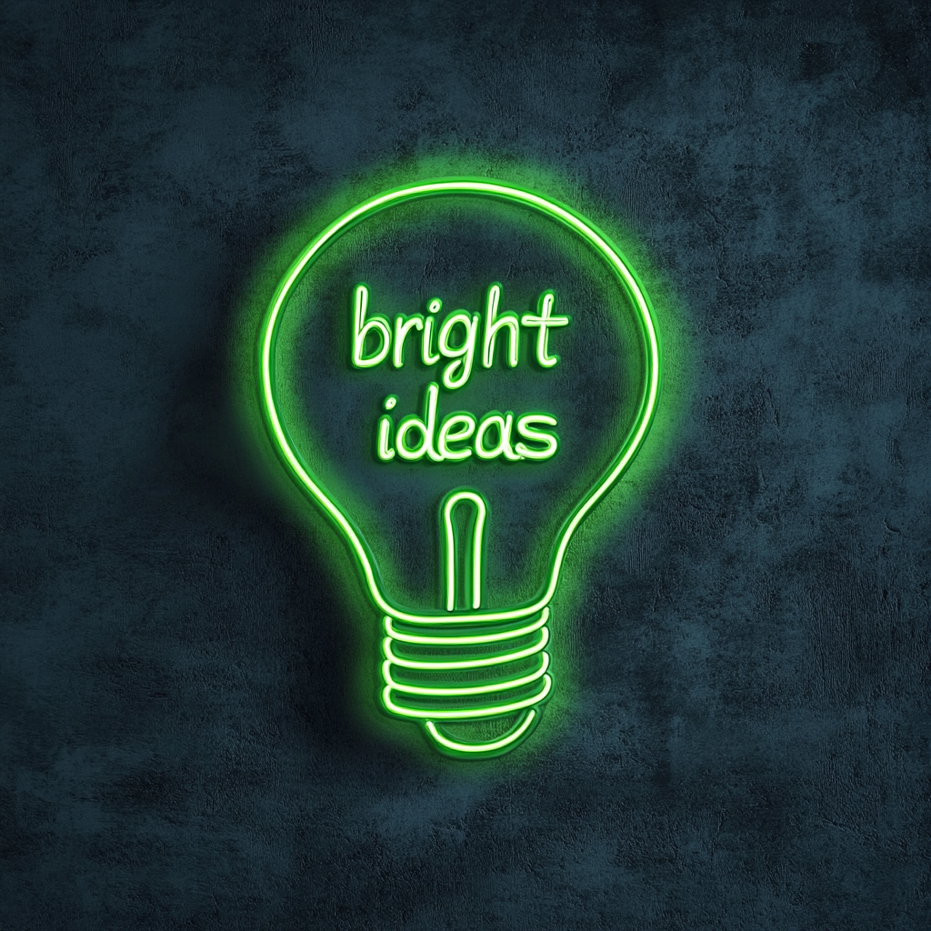 "Bright Ideas" - Green Neon Sign, 18 Inches