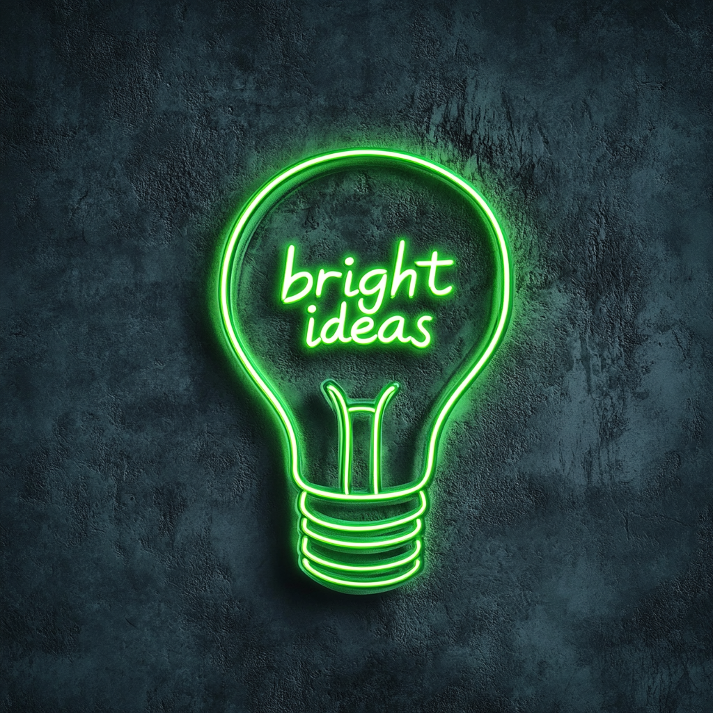 "Bright Ideas" - Green Neon Sign, 18 Inches