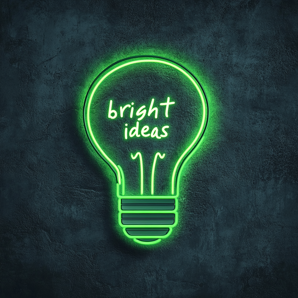 "Bright Ideas" - Green Neon Sign, 24 Inches