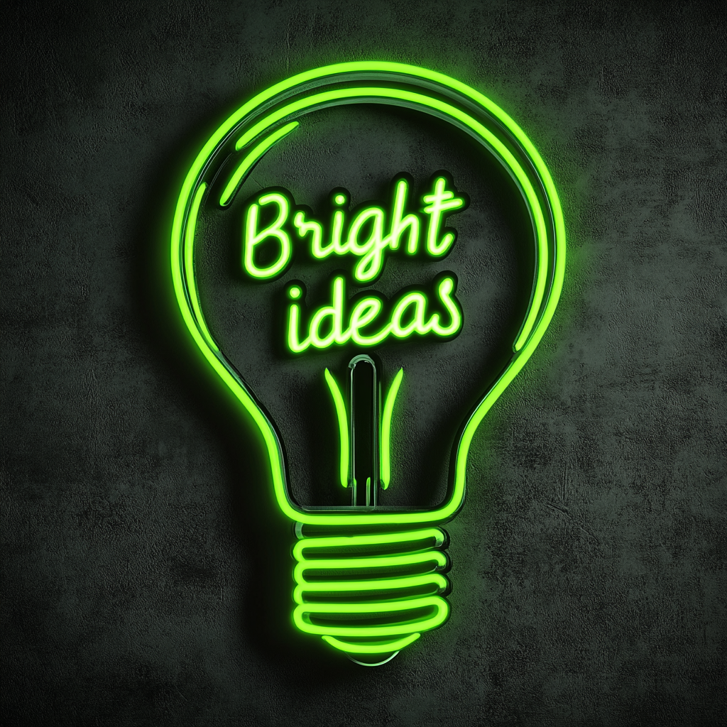 "Bright Ideas" - Green Neon Sign, 18 Inches