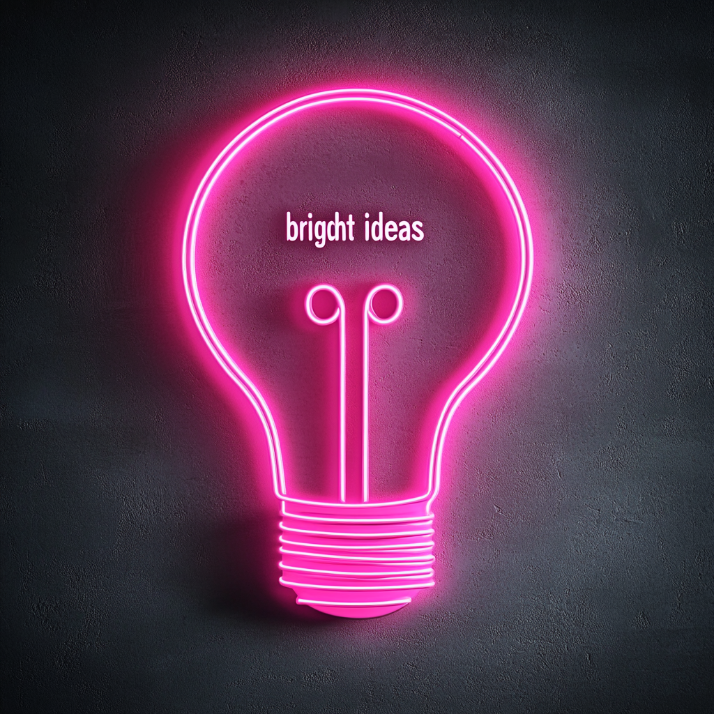 "Bright Ideas" - Pink Neon Sign, 18 Inches