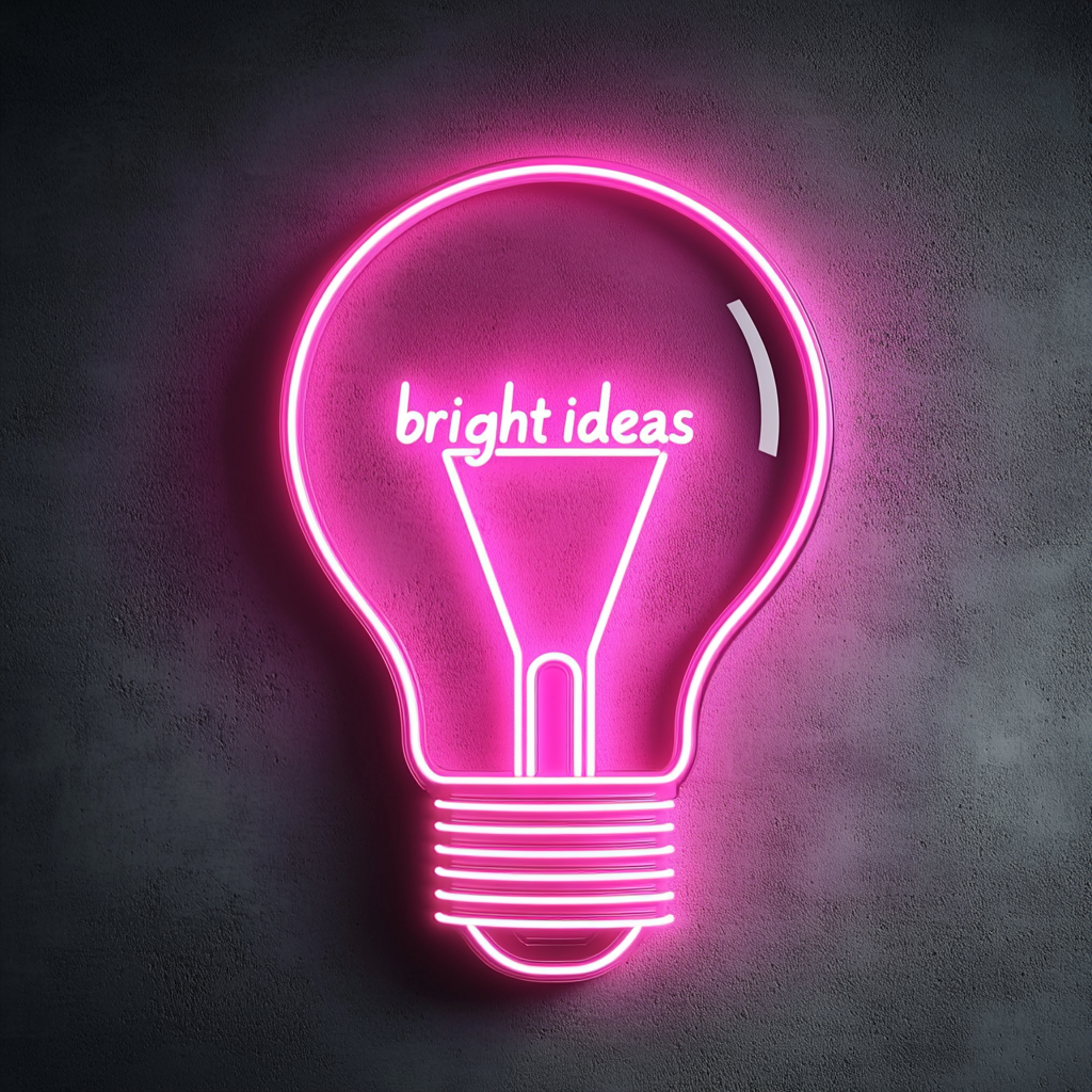 "Bright Ideas" - Pink Neon Sign, 18 Inches