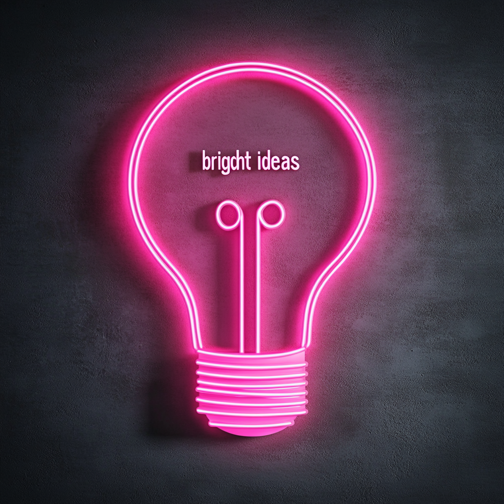"Bright Ideas" - Pink Neon Sign, 18 Inches
