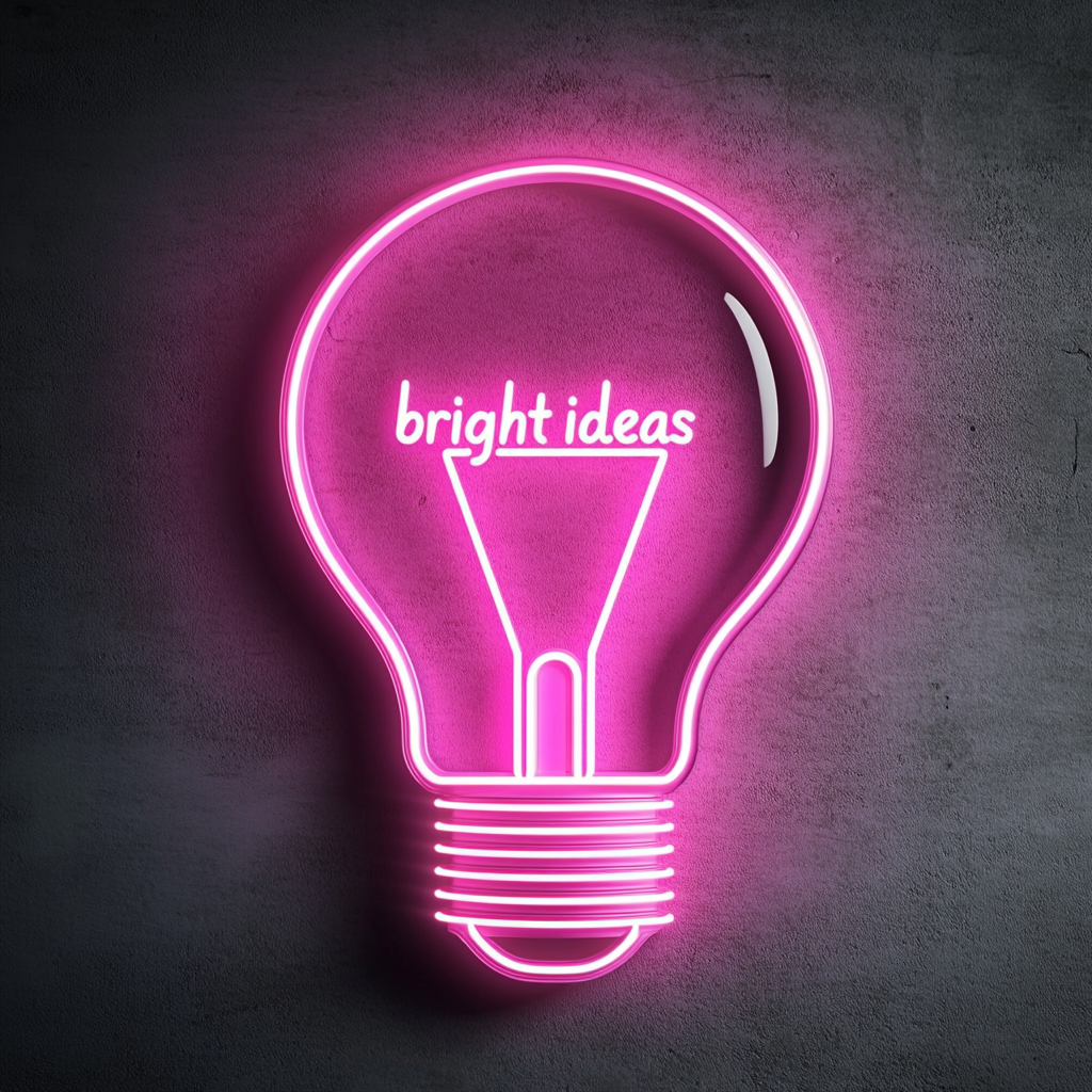 "Bright Ideas" - Pink Neon Sign, 18 Inches