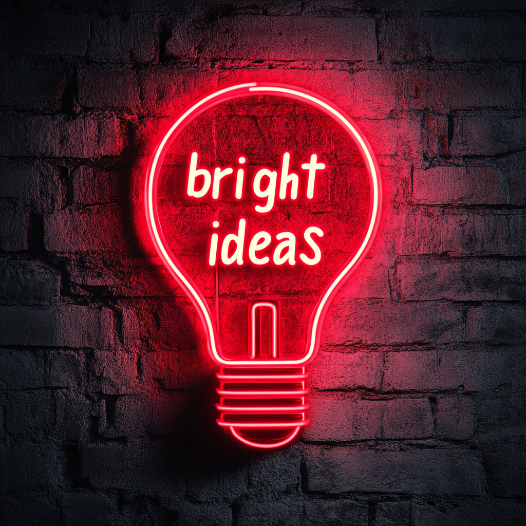 "Bright Ideas" - Red Neon Sign, 18 Inches