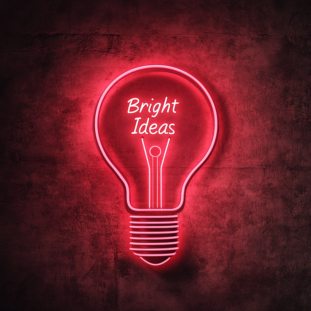 "Bright Ideas" - Red Neon Sign, 18 Inches