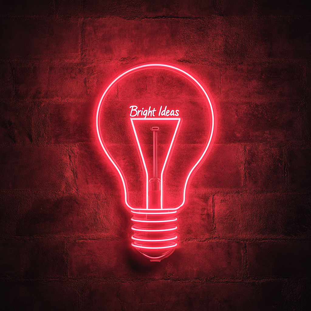 "Bright Ideas" - Red Neon Sign, 18 Inches