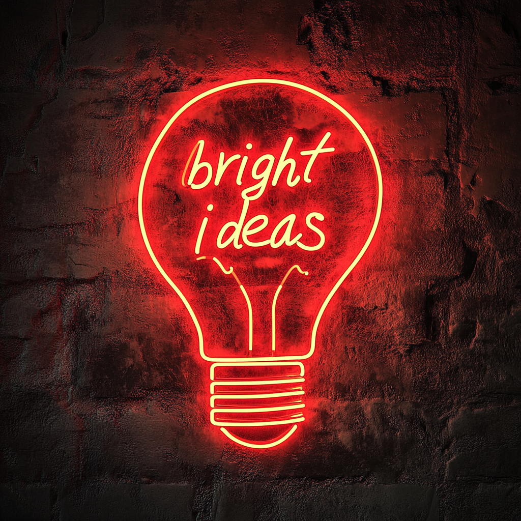 "Bright Ideas" - Red Neon Sign, 18 Inches